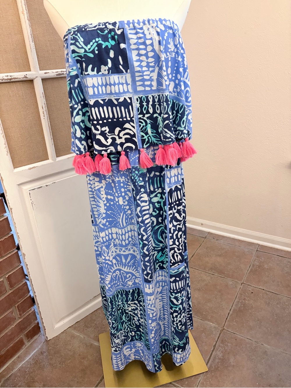 Lilly Pulitzer Strapless Tassel Maxi Dress Large - Picture 6 of 8